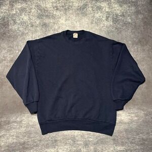 Vintage Navy Crewneck Sweatshirt Men's Large Made In USA Jerzees‎ Blank